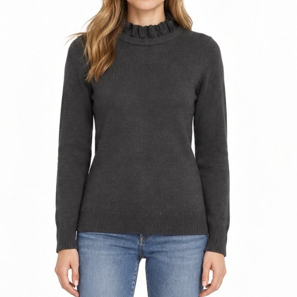 NWT Talbots Black Ruffle Mock Neck Sweater XS